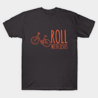 Roll With Jesus Christian Cyclist Design T-Shirt